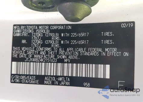 2019 Lexus Nx 300 from USA, damaged, VIN JTJYARBZ4K2151623